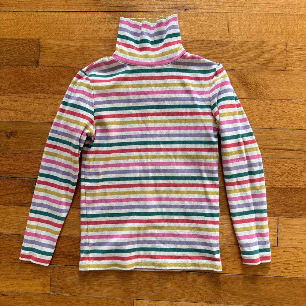 MINI BODEN Multicolor Stripe Turtleneck Long Sleeve Shirt Winter Girls 6-7